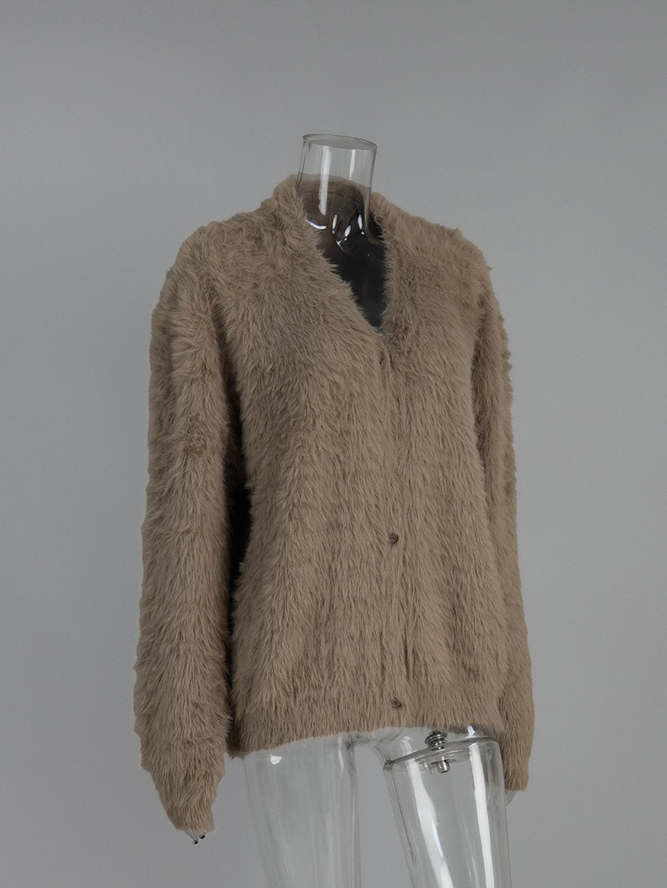 Cozy Fuzzy V Neck Cardigan Sweater