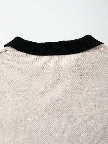Oversized Graphic Polo Knit Sweater