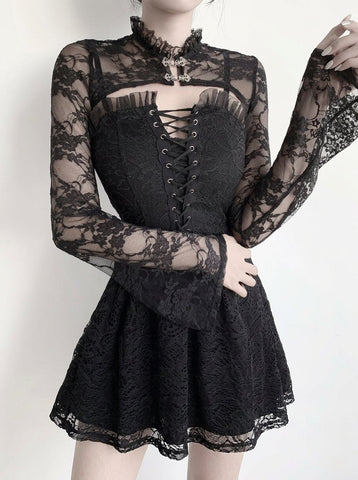 Gothic Lace Corset Button Shirt