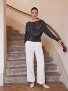 Oversized Striped Batwing Sleeve Sweater