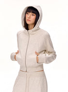Cropped Slim Fit Zip Up Hoodie
