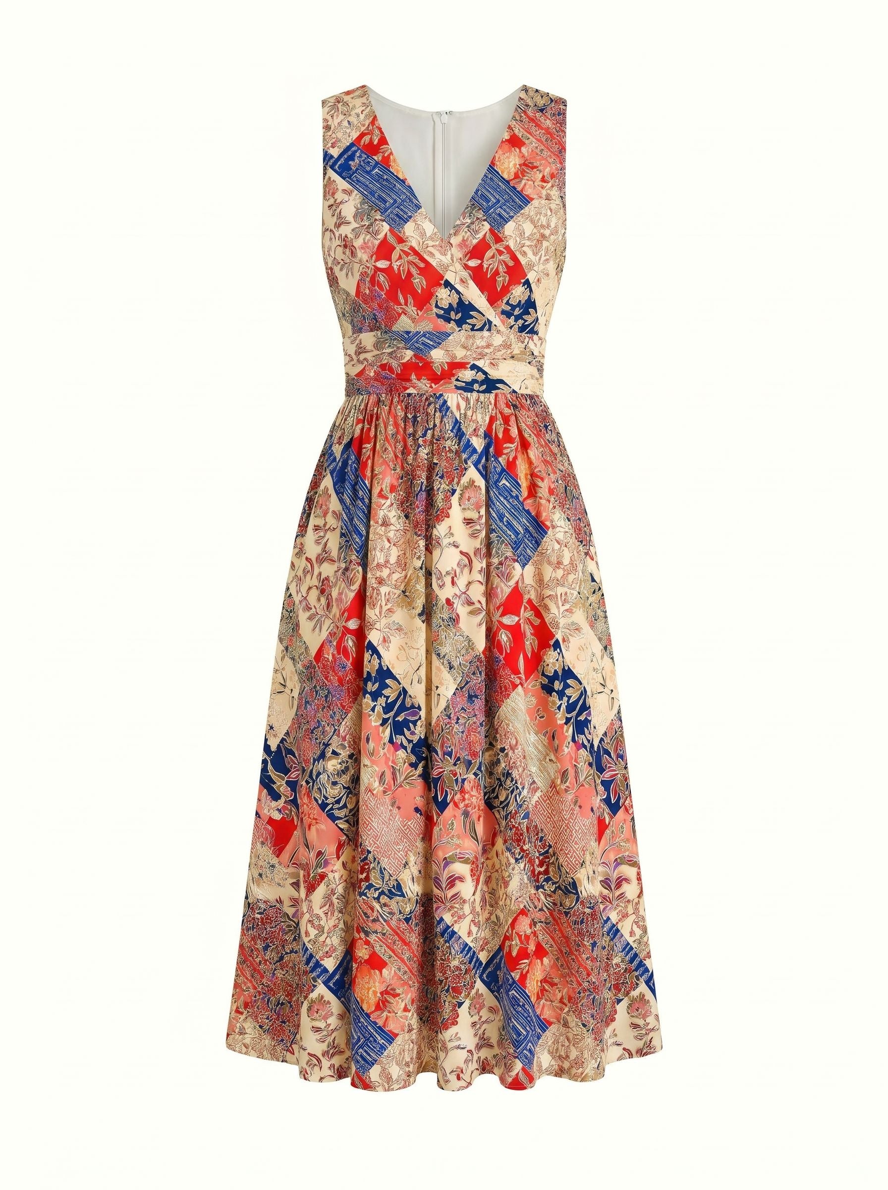 CORINNE
Floral Print V Neck A Line Midi Dress