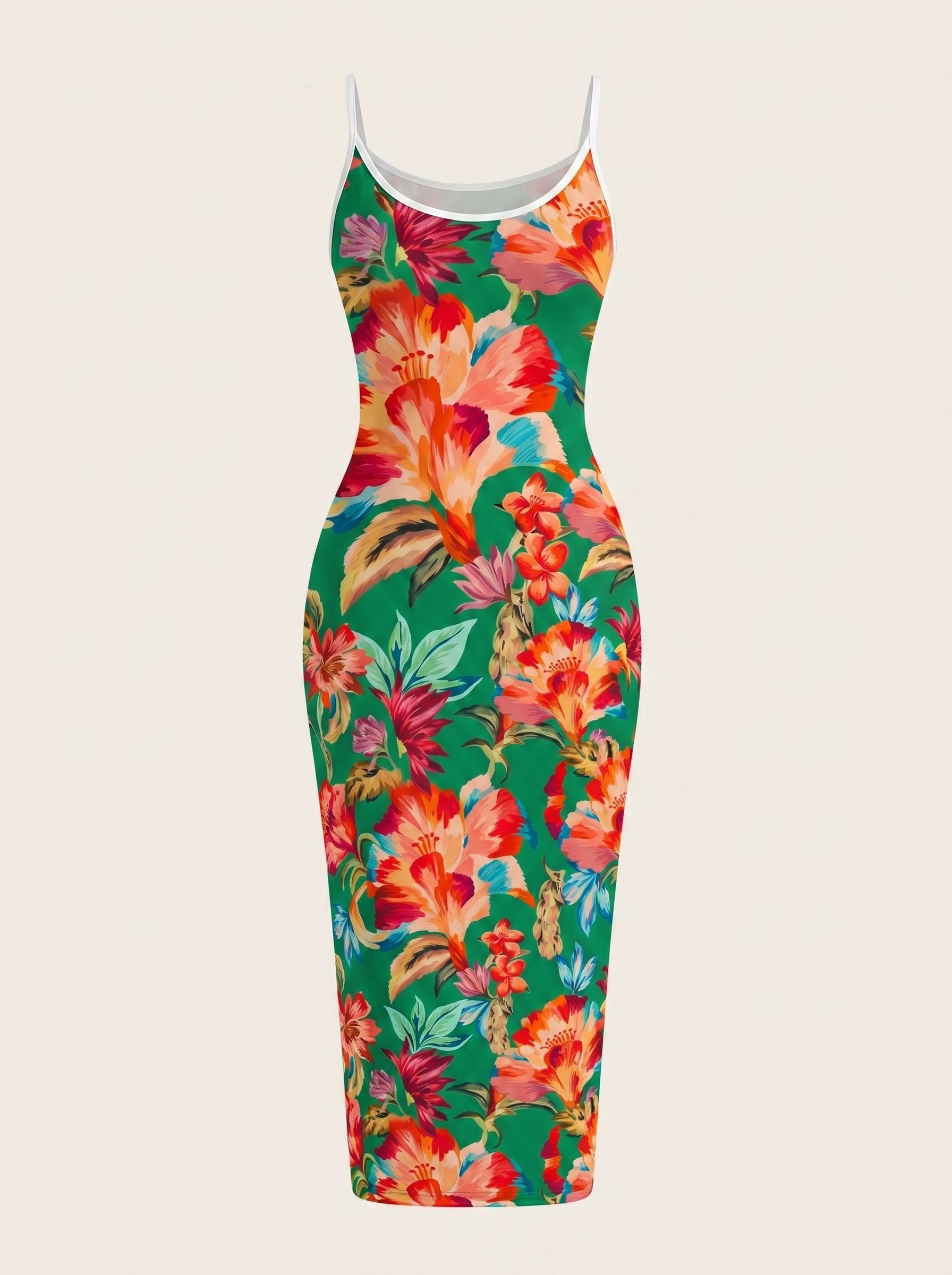 CAPRI Floral Print Sleeveless Bodycon Midi Dress