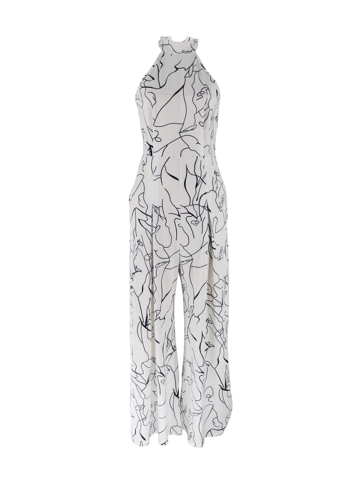 Halter Neck Abstract Print Jumpsuit
