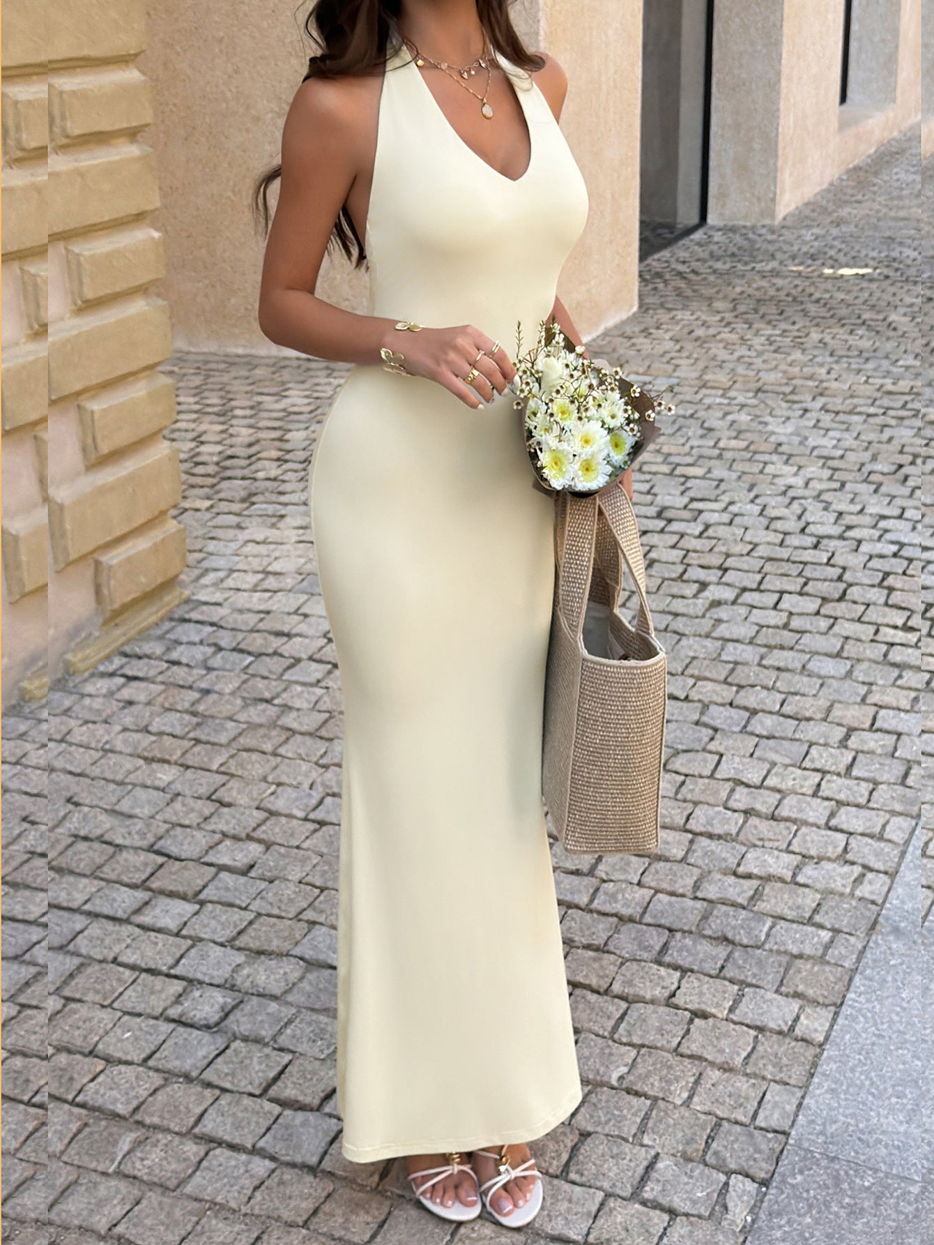 Elegant Backless Bodycon Maxi Dress