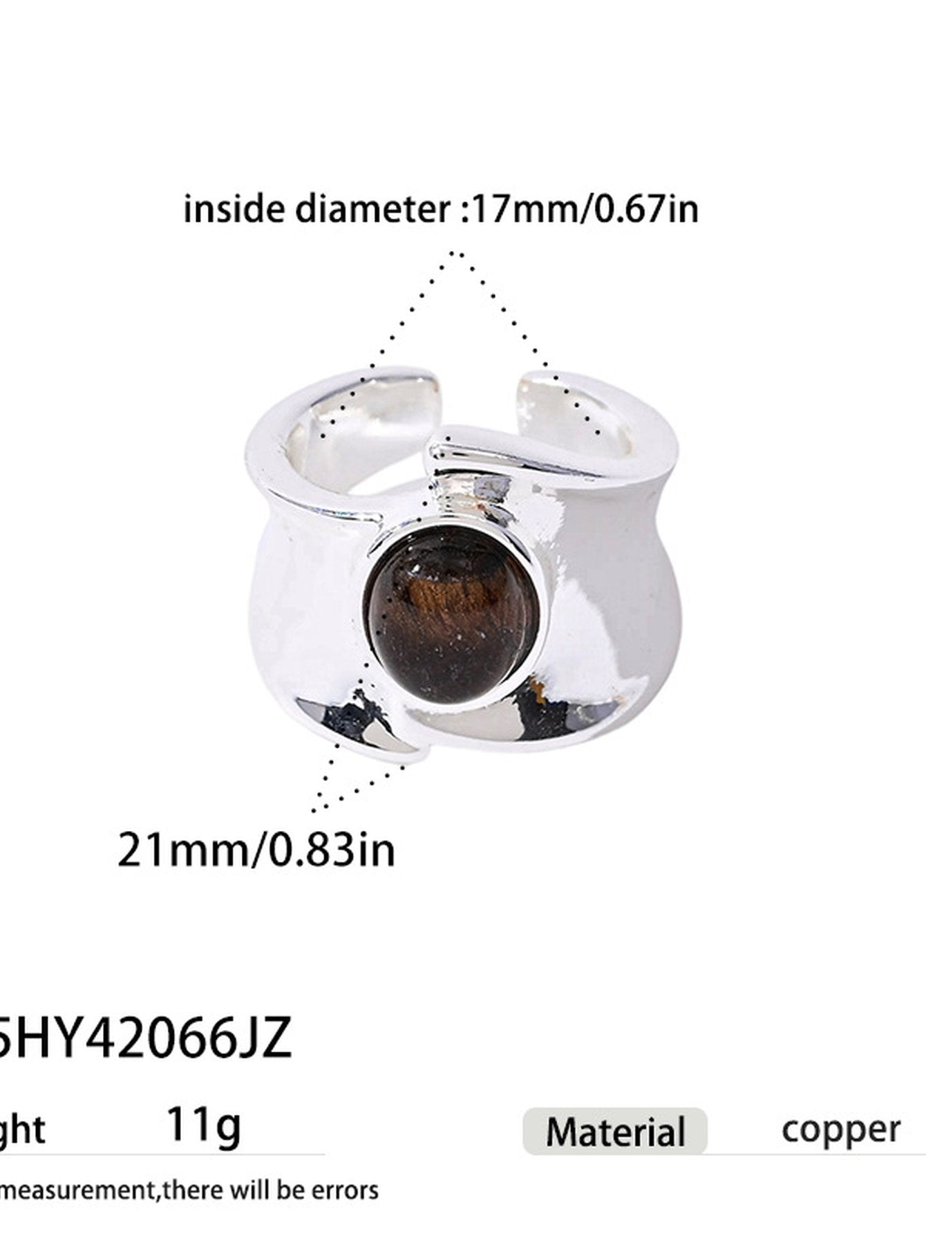 Boho Statement Natural Stone Open Ring