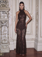 Sequined Halter Mermaid Evening Dress
