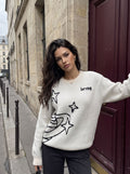 Oversized Graphic Planet Knit Sweater