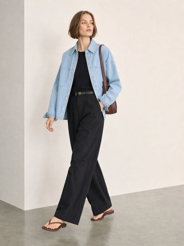 Oversized Light Wash Denim Jacket