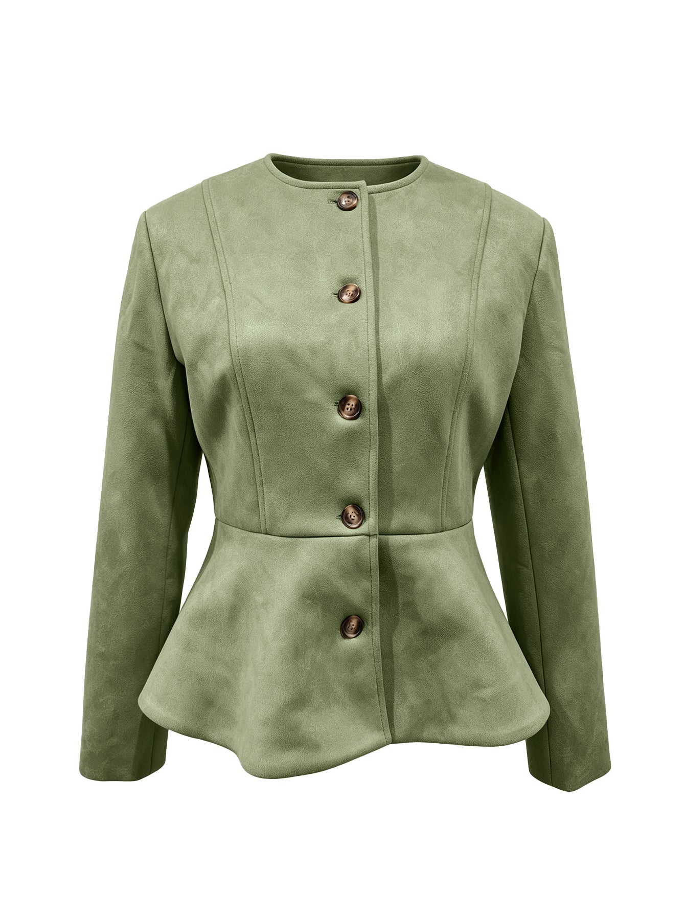 Fitted Peplum Faux Suede Jacket