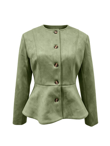Fitted Peplum Faux Suede Jacket