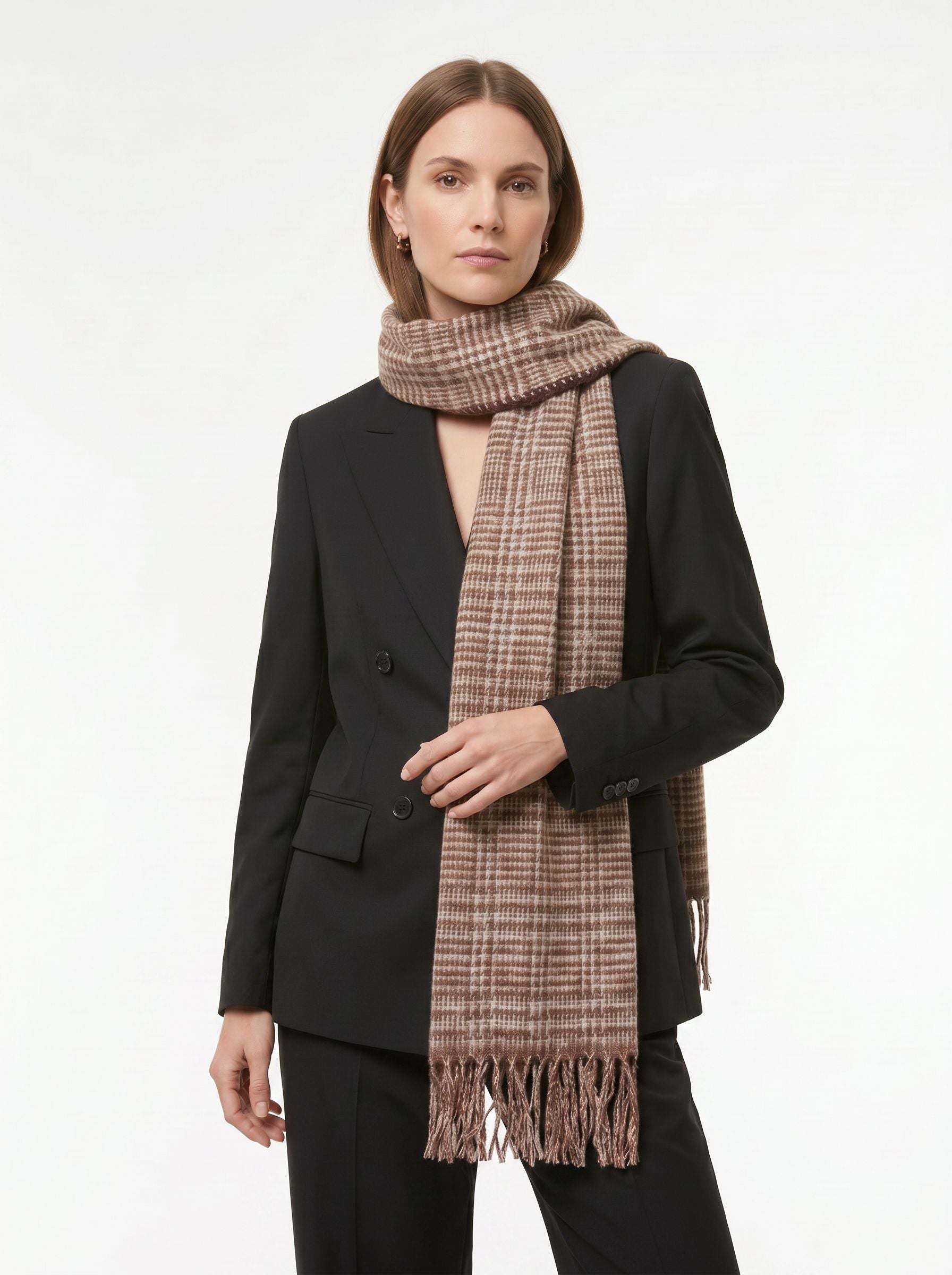 Classic Plaid Soft Fringe Scarf