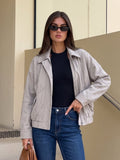 Oversized Suede Zip Up Jacket