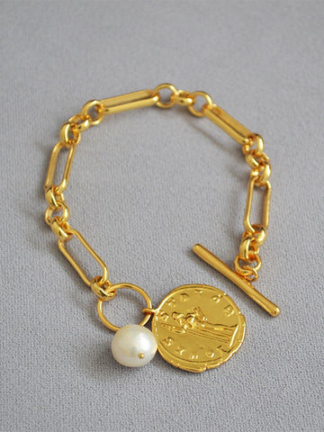 Gold Chunky Paperclip Toggle Bracelet