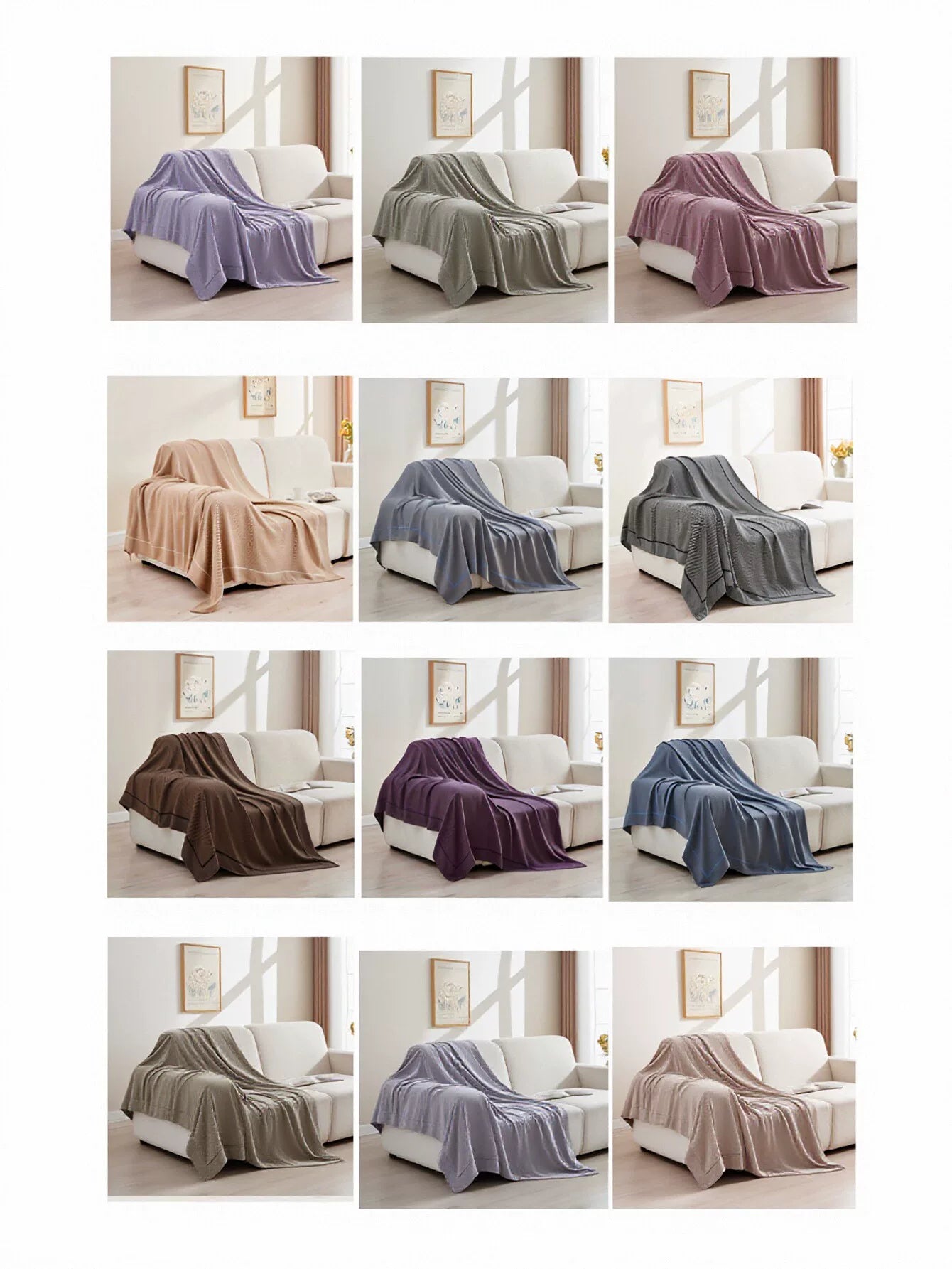 Soft Textured Waffle Knit Throw Blanket