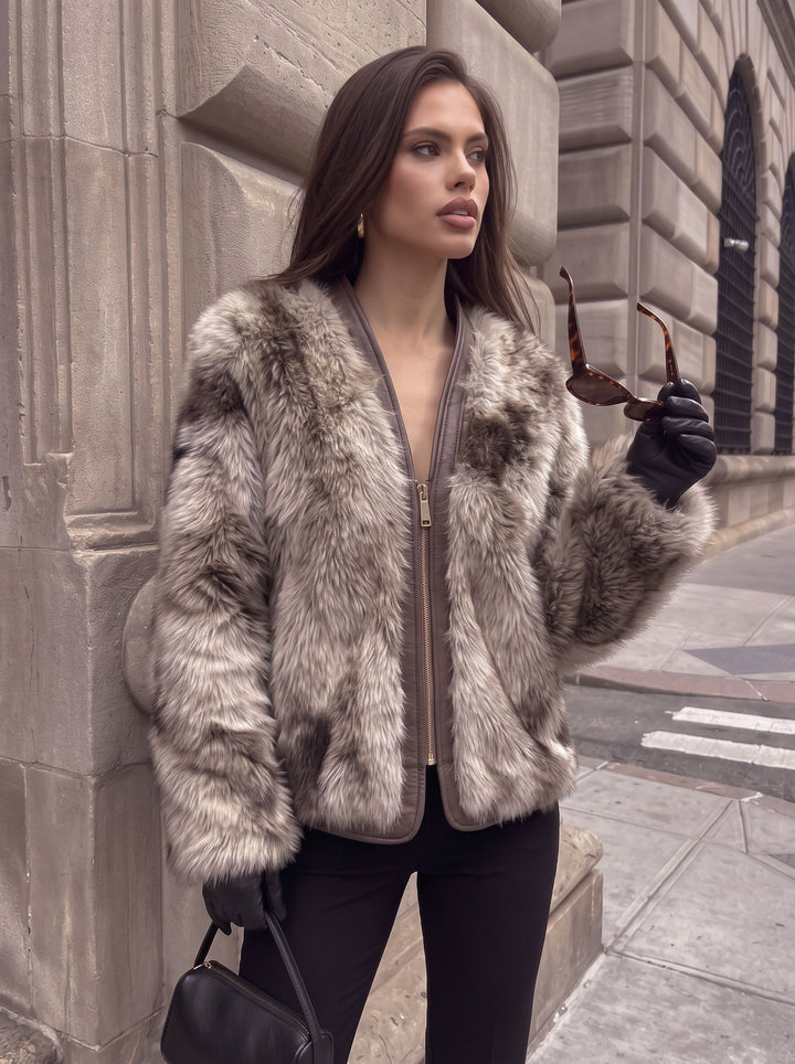 Plush Cropped Faux Fur Jacket