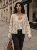 Shimmering Sequin Fringe Crop Jacket