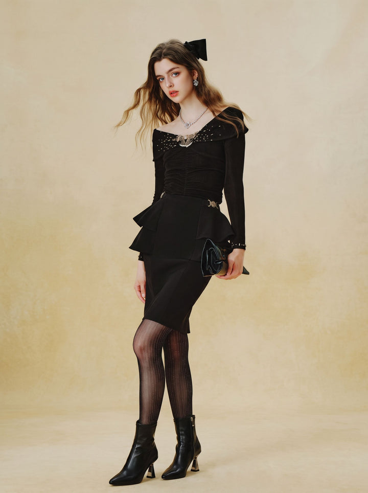 Elegant Off Shoulder Peplum Blouse