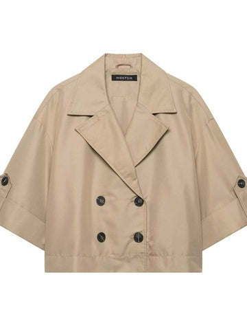 Cropped Double Breasted Trench Coat