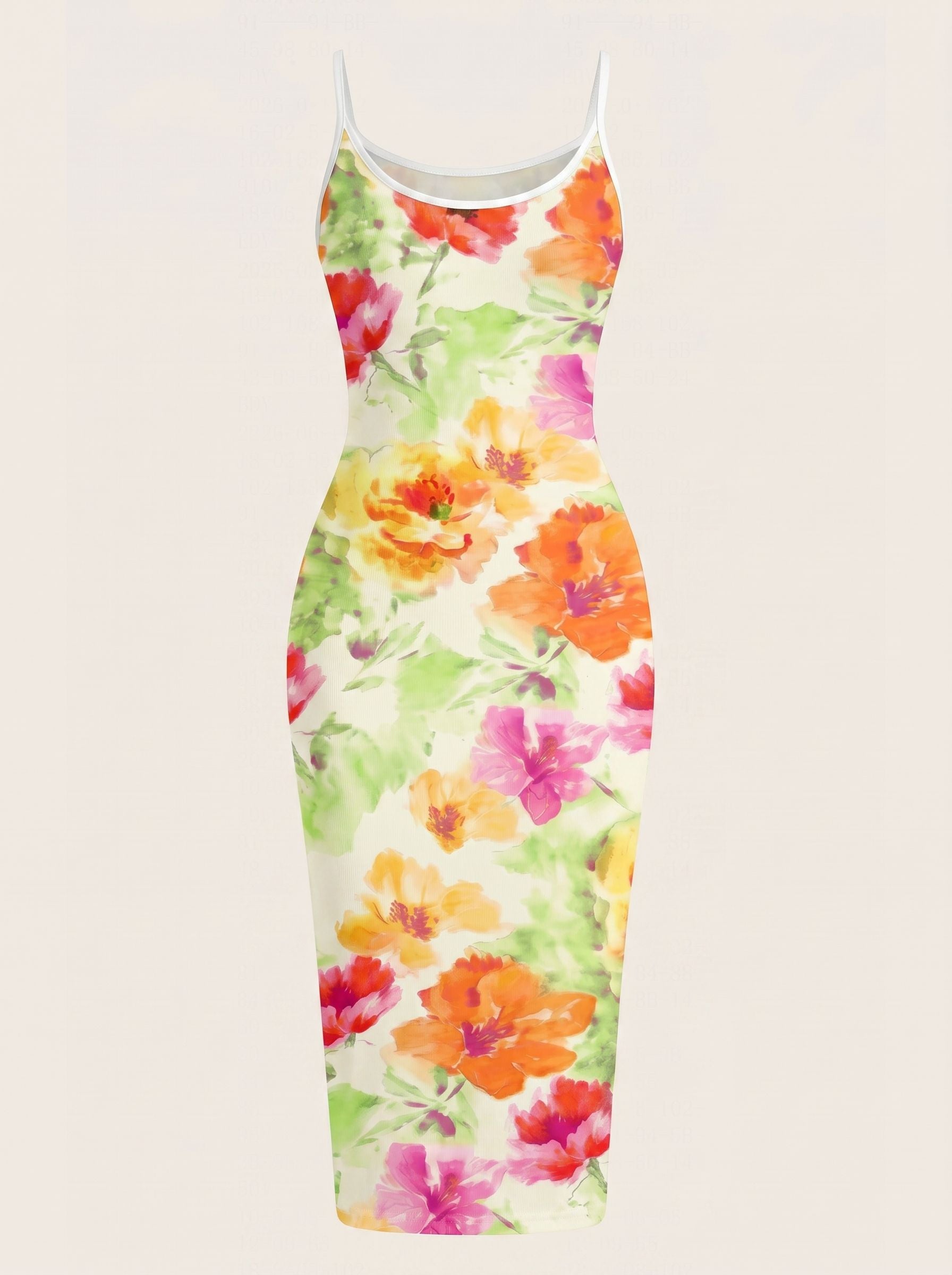 CAPRI Floral Print Sleeveless Bodycon Midi Dress