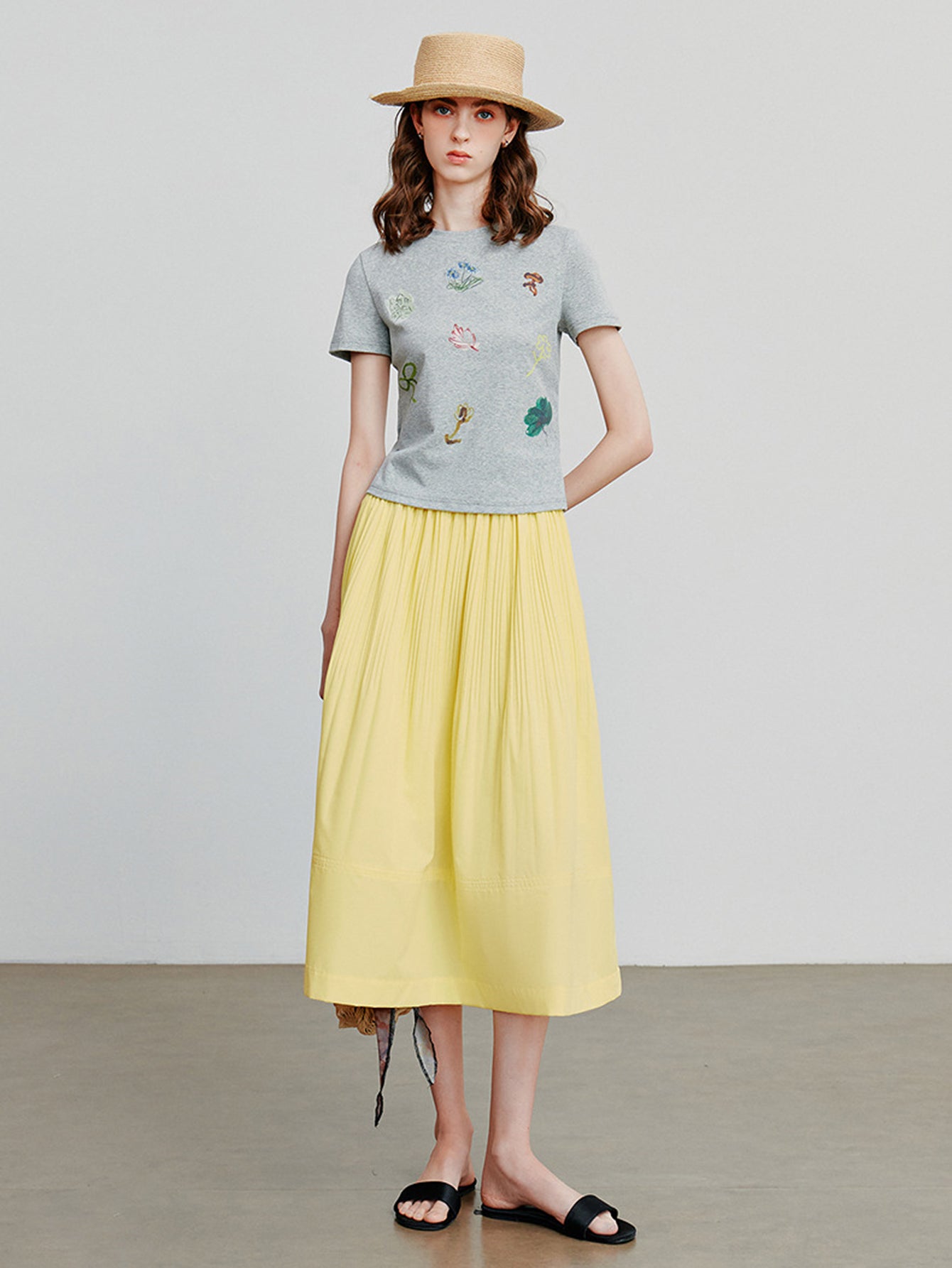 High-Waisted A-Line Minimalist Midi Skirt