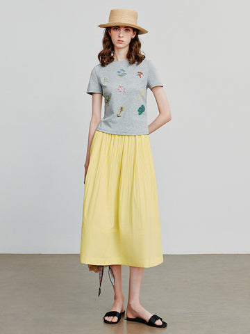 High-Waisted A-Line Minimalist Midi Skirt
