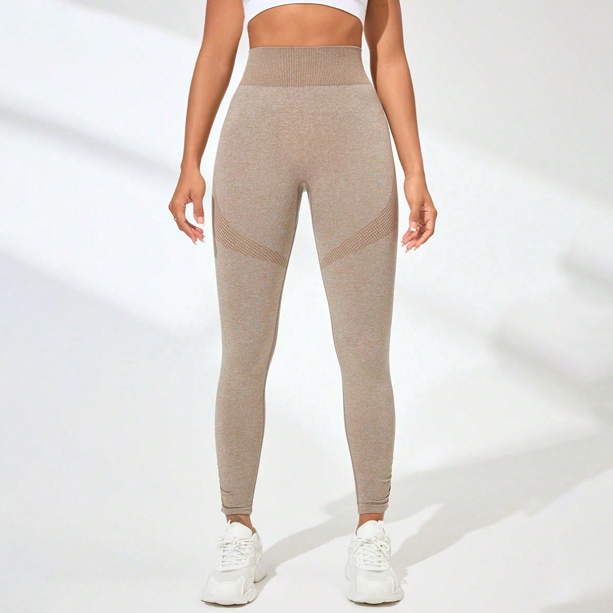 High-Waisted Ribbed Slim-Fit Athletic Yoga Leggings-Multicolor