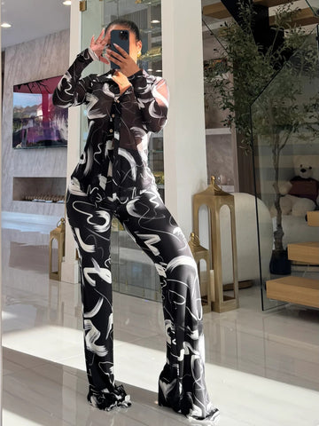 Sheer Leopard Print Pant Set