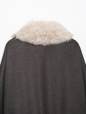 Cozy Faux Fur Collar Wool Coat