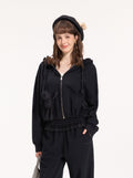 Lace Detail Zip Up Hooded Jacket