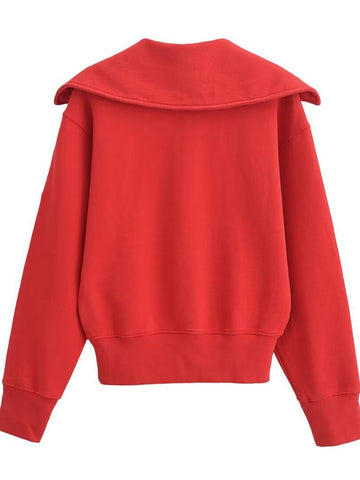 Oversized Collar V Neck Sweatshirt