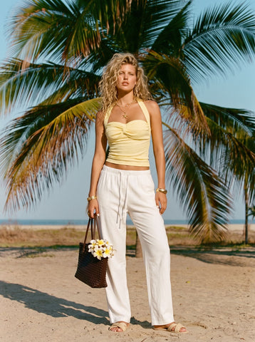 Textured Twist Front Halter Tank Top
