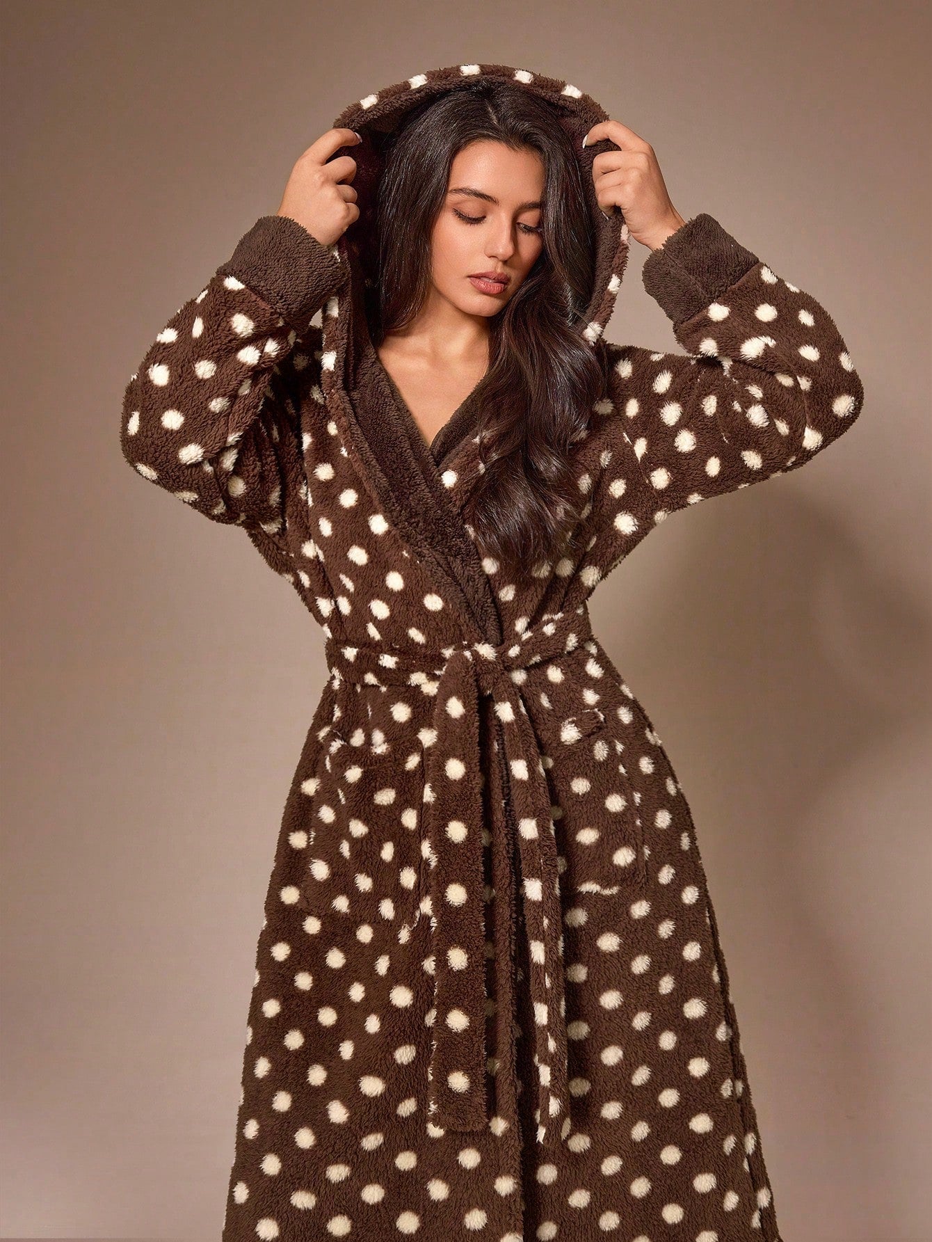 Cozy Plush Polka Dot Bathrobe