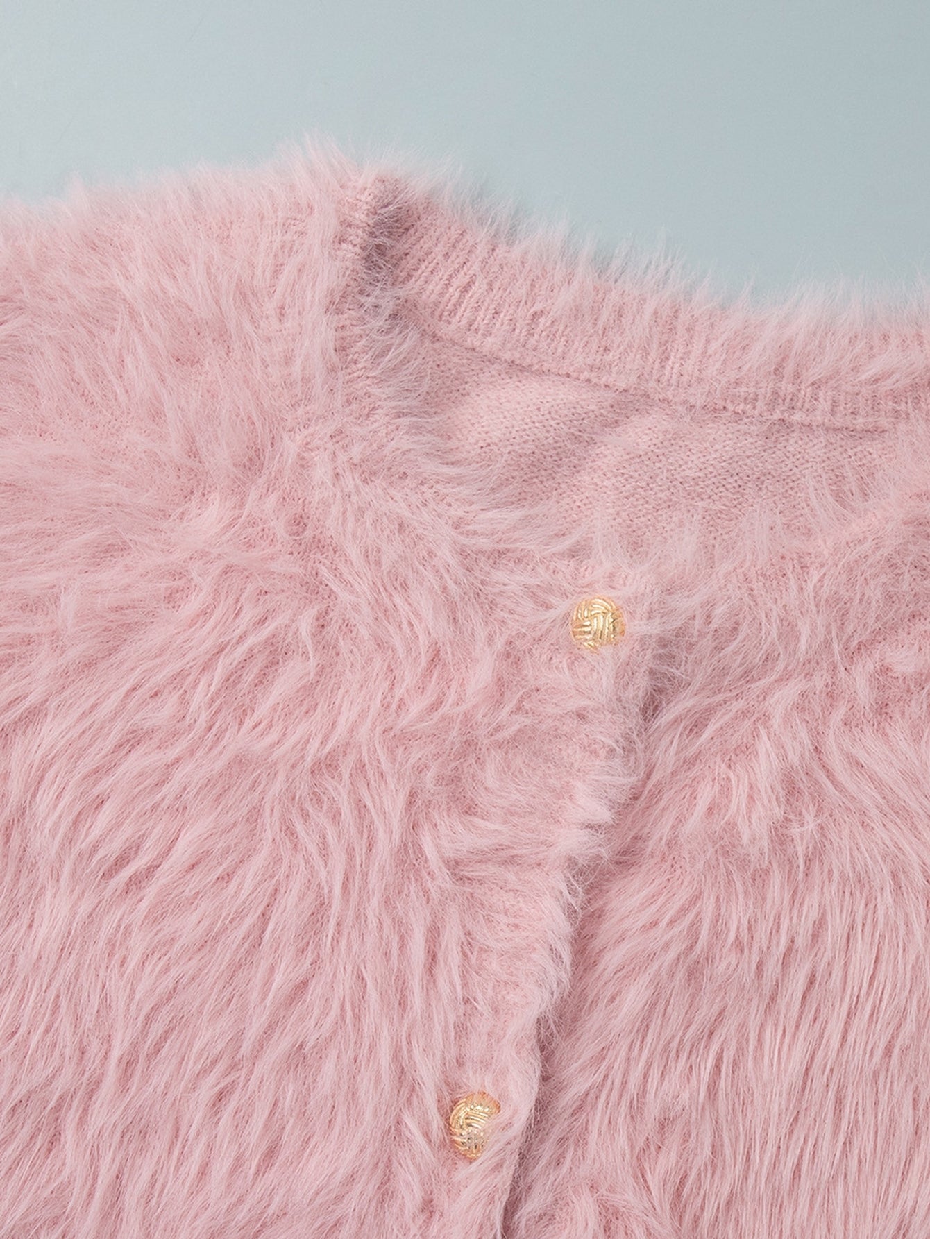 Fuzzy Cropped Button Cardigan Sweater