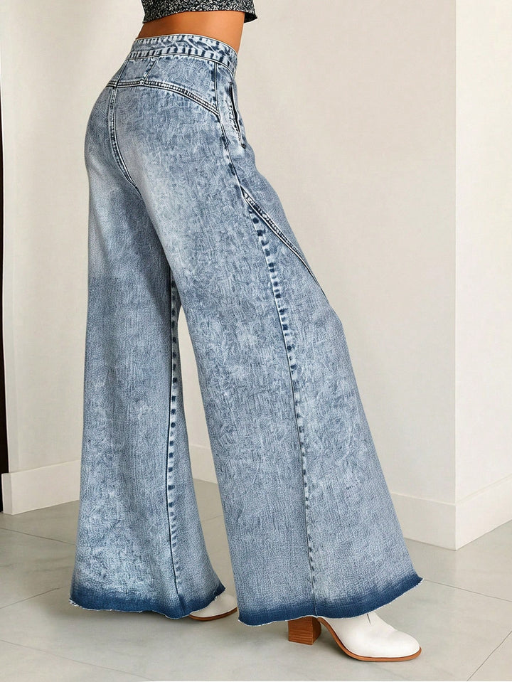 Acid Wash Wide Leg Jeans