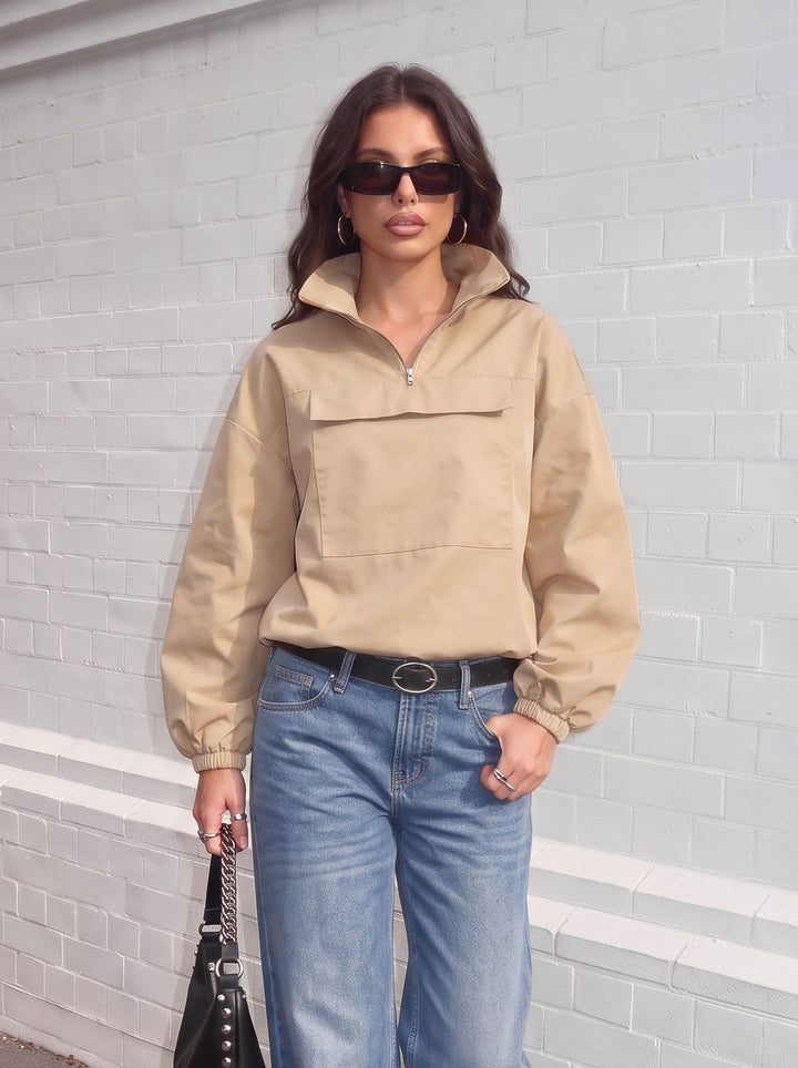 Oversized Quarter Zip Utility Sweatshirt