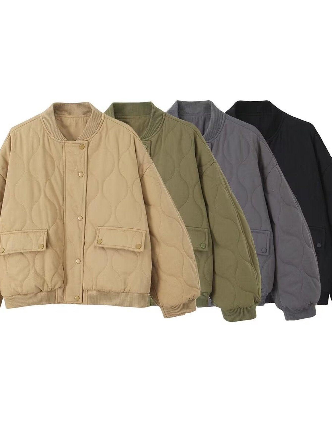 Oversized Quilted Bomber Puffer Jacket