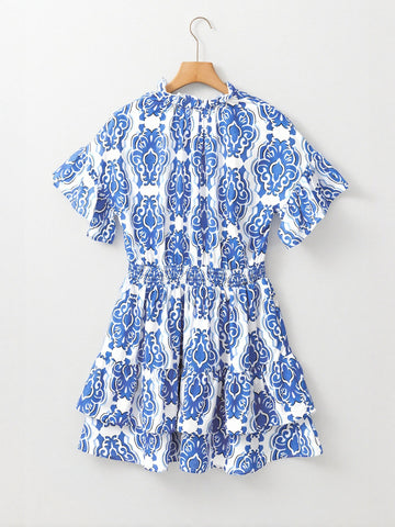 Floral Print Shirt Style Mini Dress
