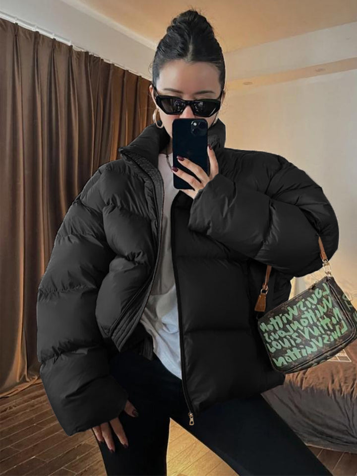 Cropped Lightweight Black Puffer Jacket