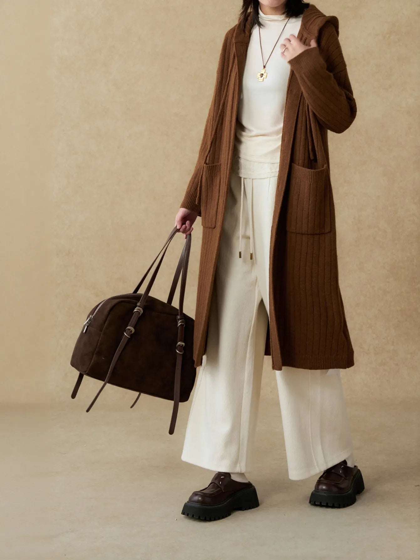 Cozy Ribbed Hooded Knit Cardigan