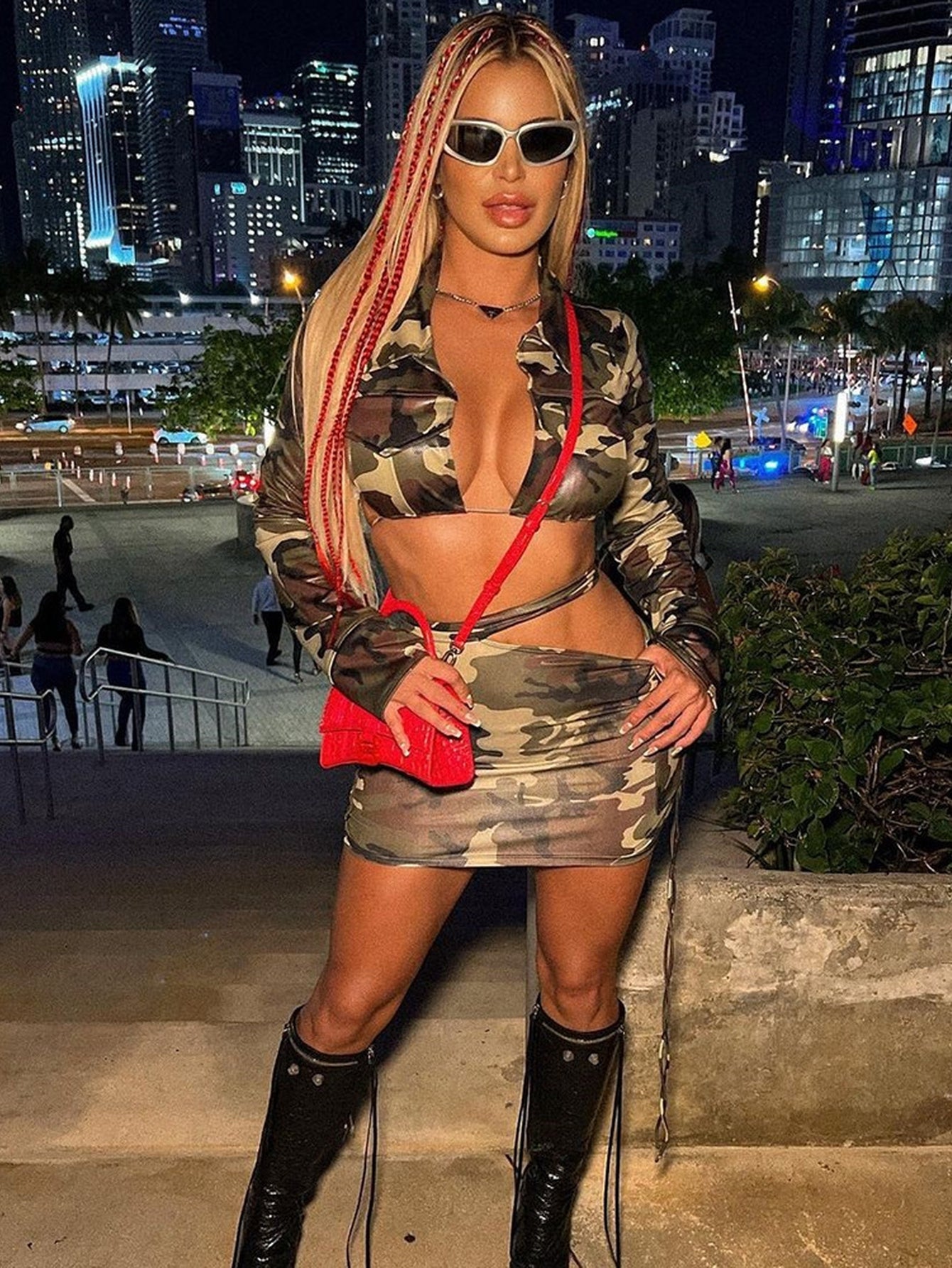 Sexy Camo Crop Top Mini Skirt Set