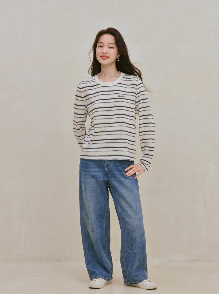 Soft Cotton Striped Long Sleeve Tee