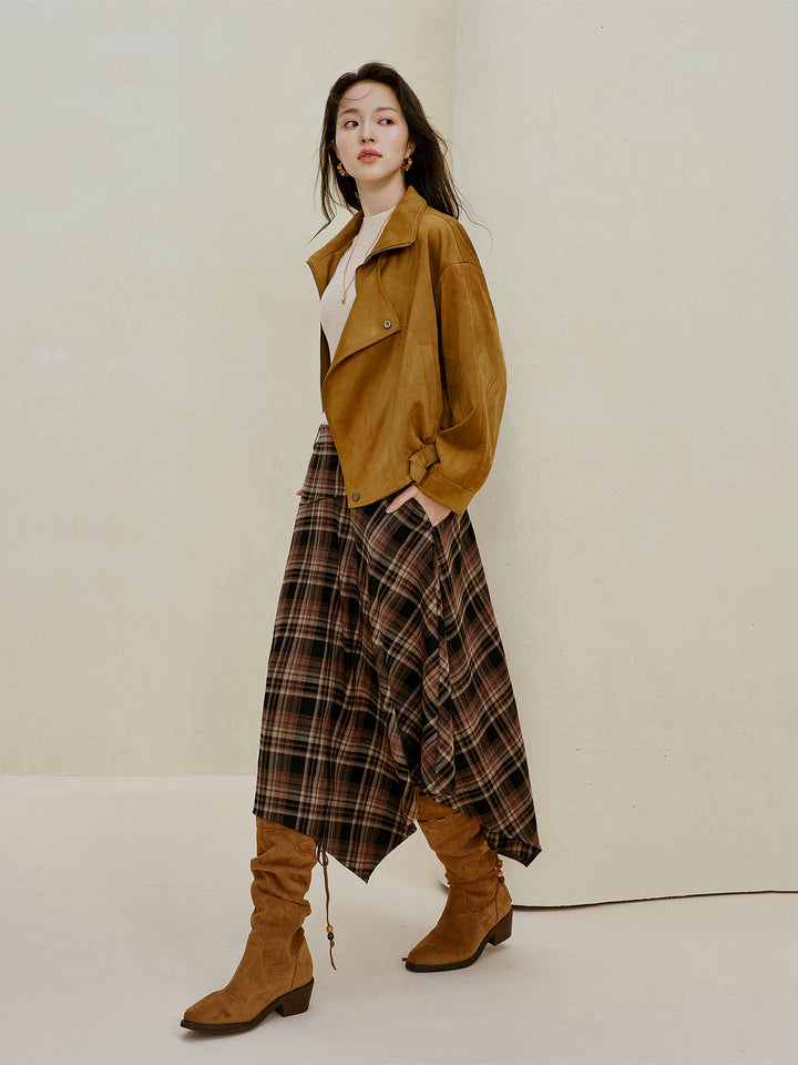 Convertible Collar Faux Suede Jacket
