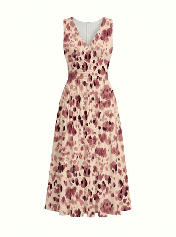 CORINNE
Floral Print V Neck A Line Midi Dress