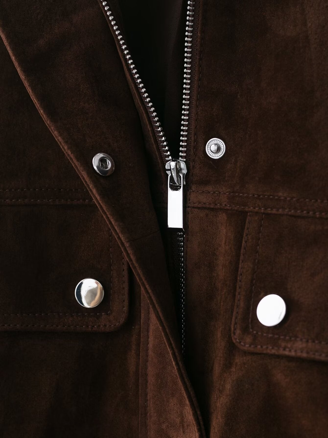 Brown Suede Utility Cropped Jacket