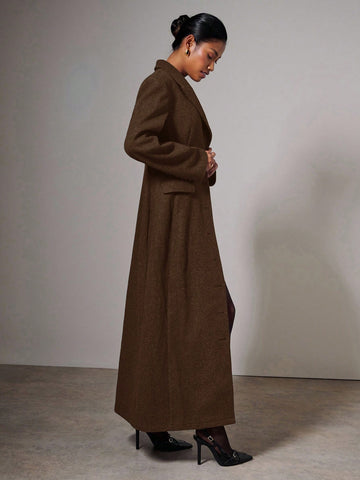 Tailored Fitted Button Long Wool Coat