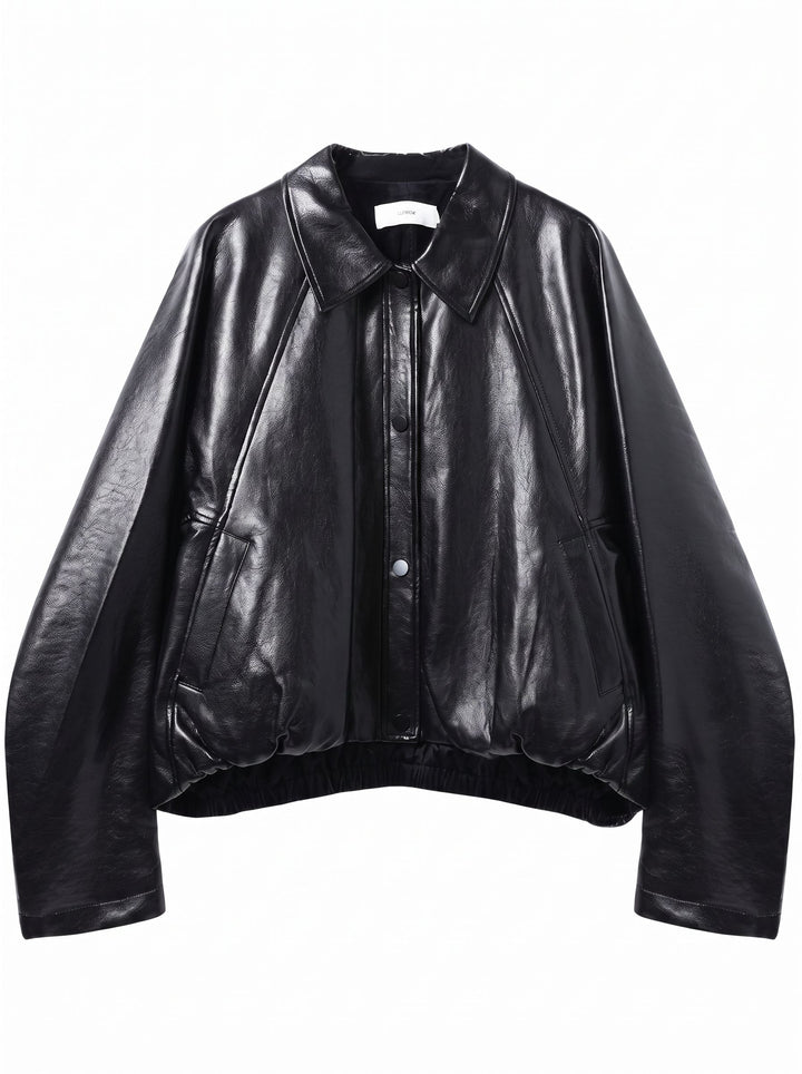 Oversized Vintage Brown Faux Leather Jacket