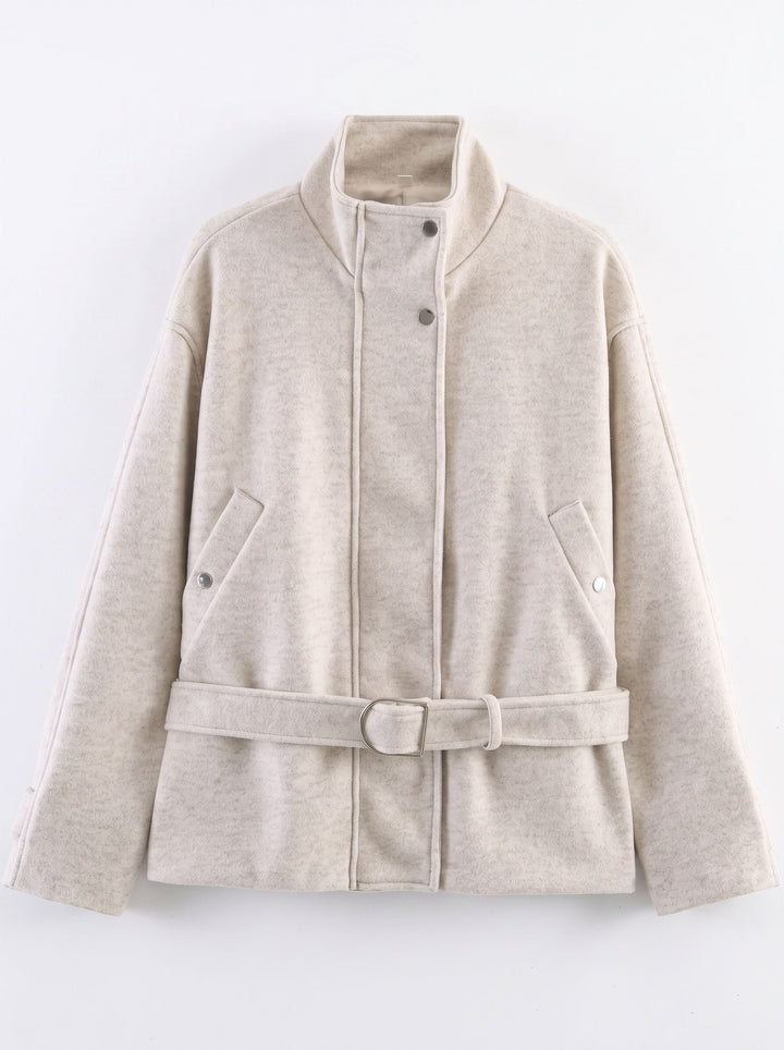 Elegant Belted Wool Blend Jacket