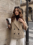 Cropped Double Breasted Trench Coat