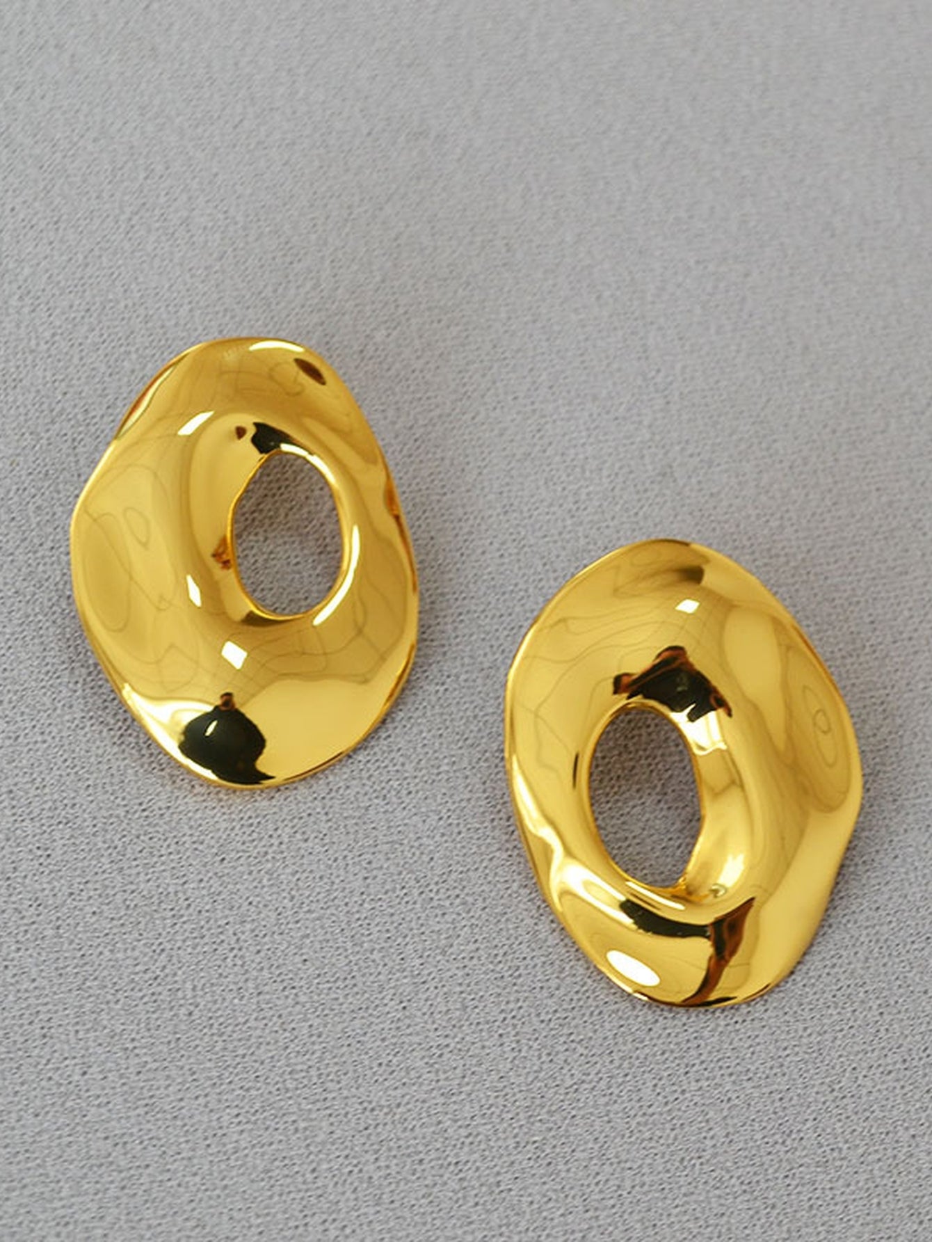 Minimalist Gold Organic Shape Stud Earrings